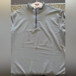 Magaschoni Blue and White Striped Quarter Zip